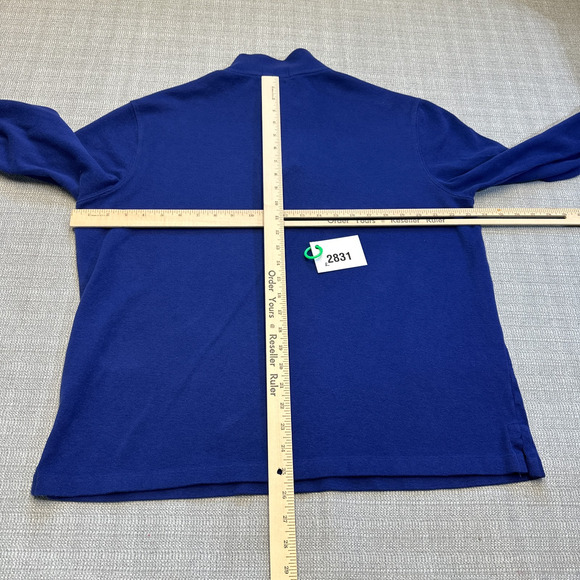 Polo Ralph Lauren Estate Rib Sweater Large Blue 1/4 Zip Pullover Comfort - Picture 6 of 9